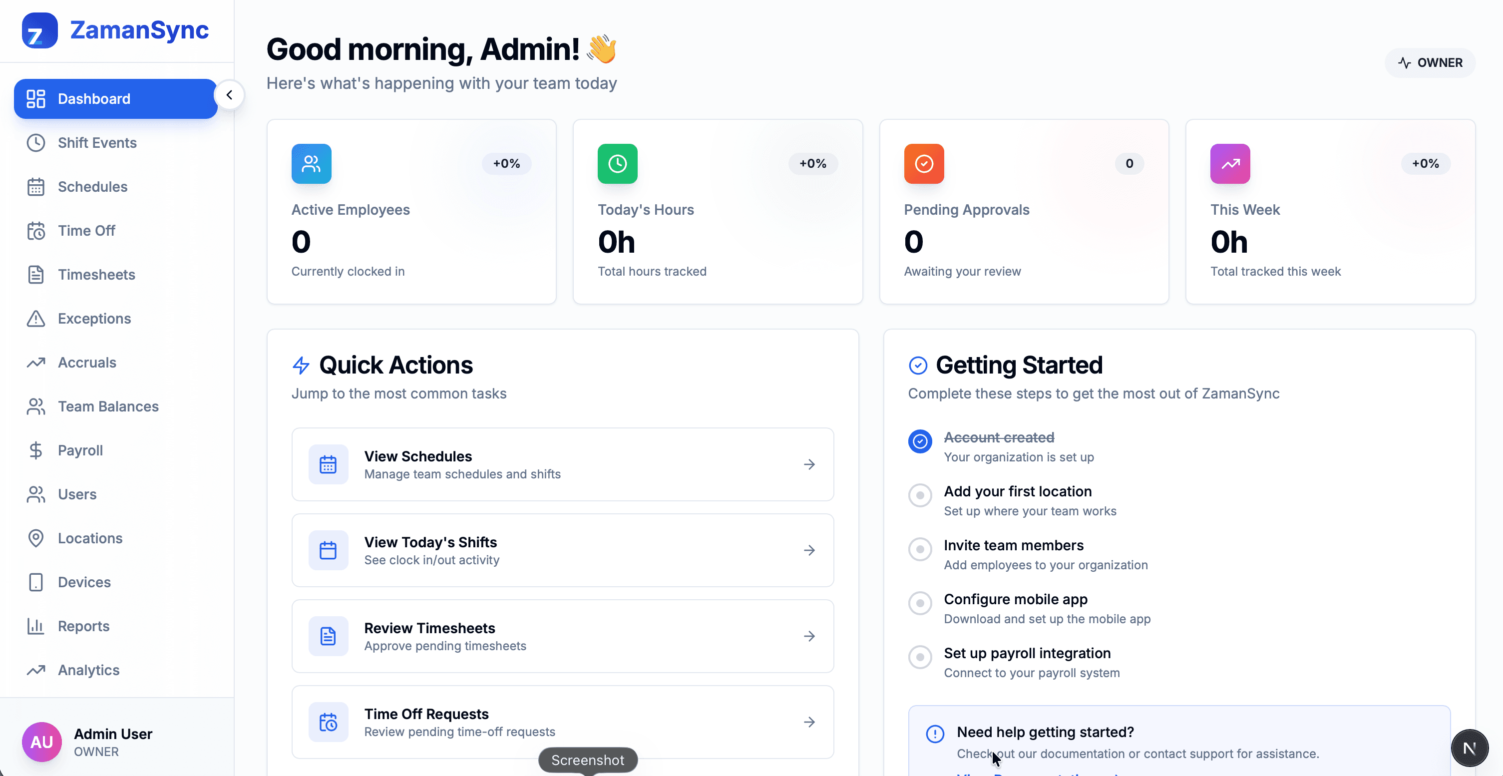 ZamanSync Dashboard Preview